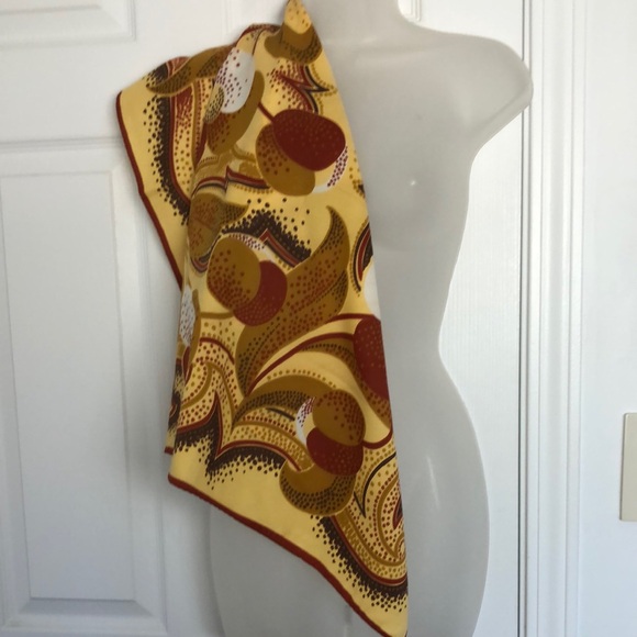 JALEH and JOSEPH Yellow and Brown Scarf Floral Elegant Scarf Scarf Retro - Picture 3 of 16